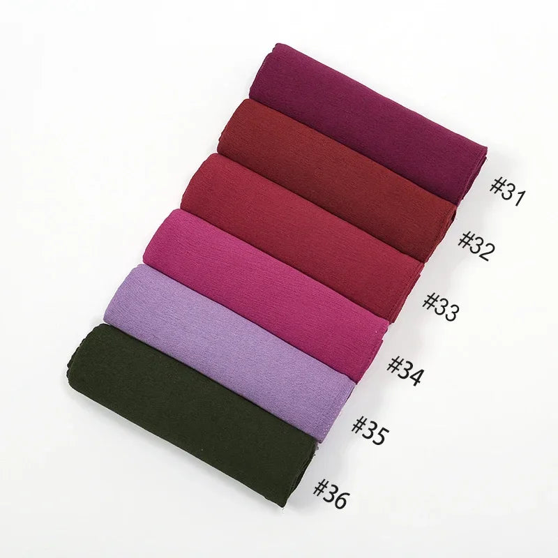 New Crinkle Rayon Hijab Muslim Scarf Women Solid Shawl Big Size Headscarf Islamic Turban Plain Foulard Headband Wrap