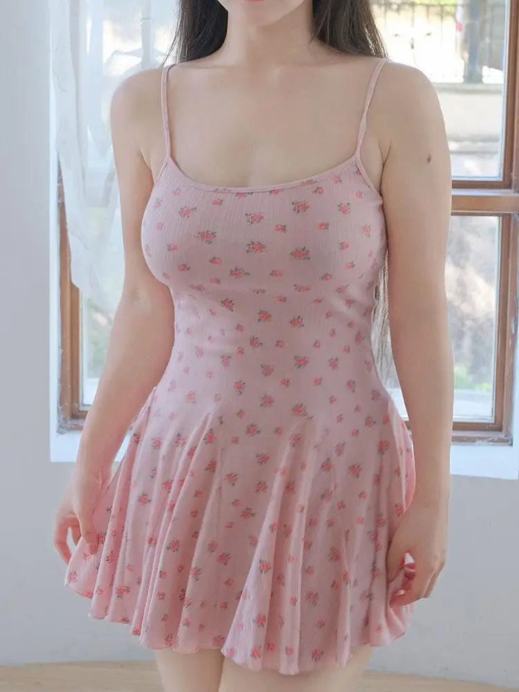 4XL150kg Oversized Floral Night Dress Sexy Camisole Slim A-line Mini Dress Plus Size Sweet Girl Lingerie Chemise Teddy Sleepwear