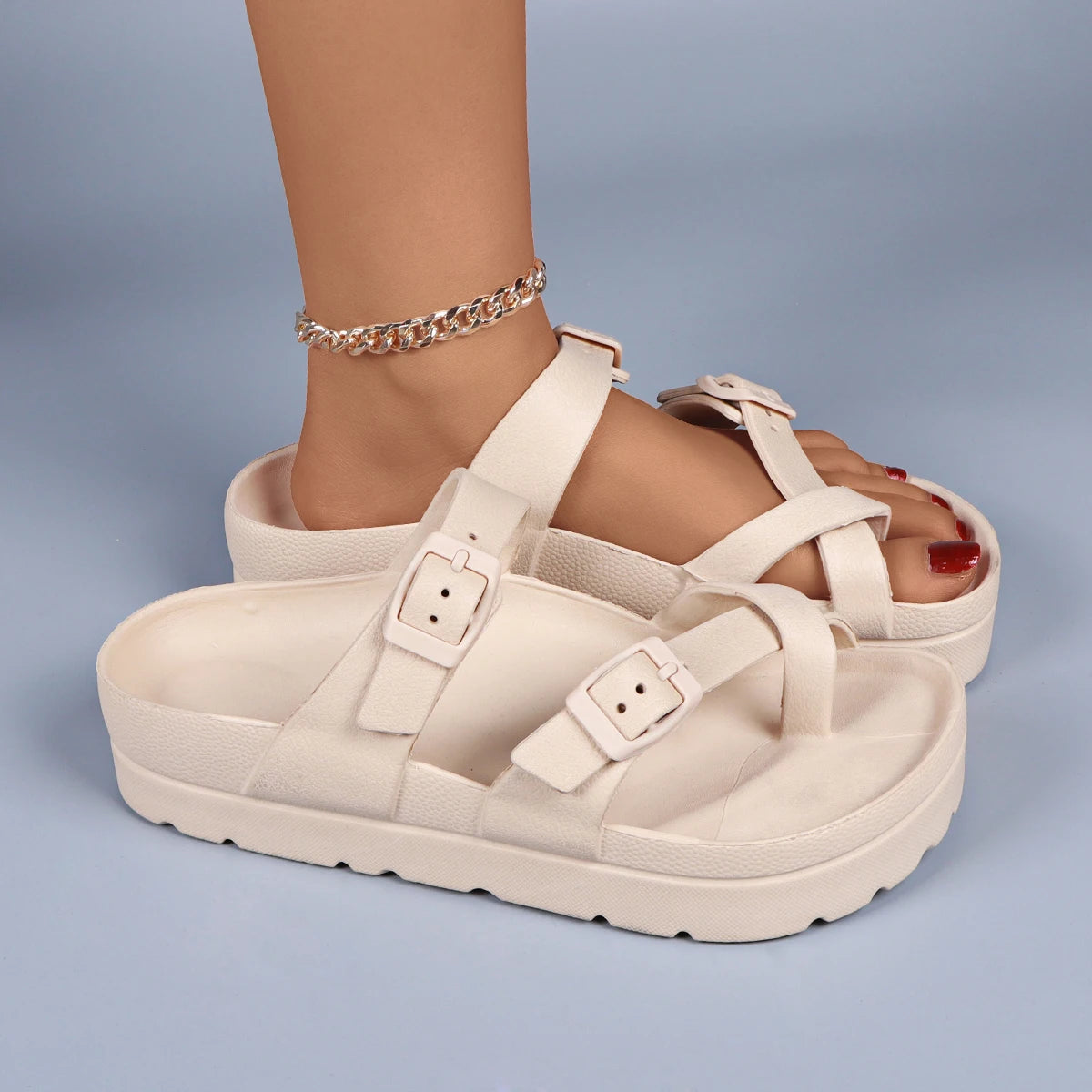 women's summer shoes soft sole eva slippers double adjustable bucks platform sandals beach flip-flops for indoor outdoor wear