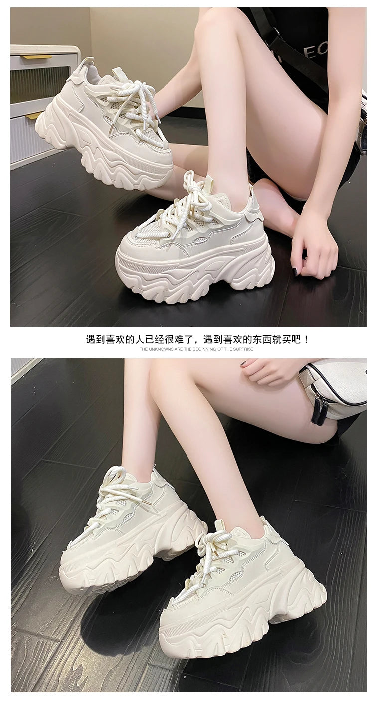 New High Platform Sneakers Women Thick Sole Sports Ladies Trainers Vulcanized Shoes Woman Chunky Sneakers Zapatillas Mujer 8.5CM