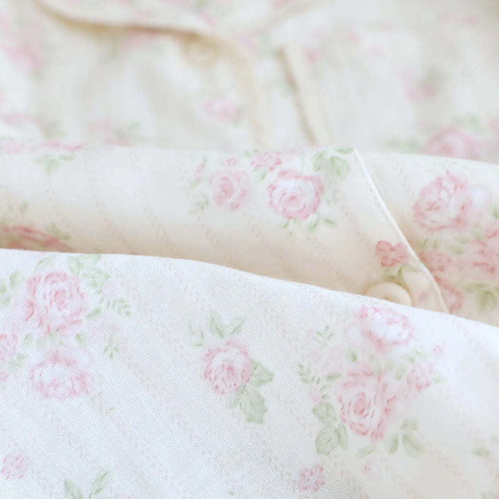 2026 New Spring/Summer Women's Pajama Set 100%Cotton Gauze Fresh Flower Collar Long Sleeve Two Piece Set Thin Loose Home Clothes