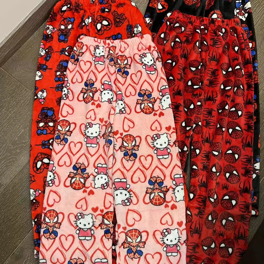 2025 New Y2K Sleeping Pants Anime Pajama Pants Flannel Soft Casual Pants Cartoon Home Trousers Couple Gift