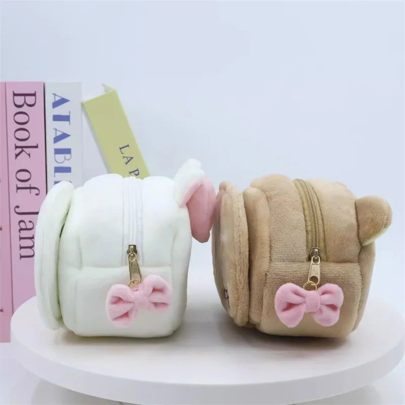 Rilakkuma Korilakkuma Bow Plush Makeup Bag With Mirror Storage Organizer Anime Bear Kawaii Cute Travel Cosmetic Bag Pouch