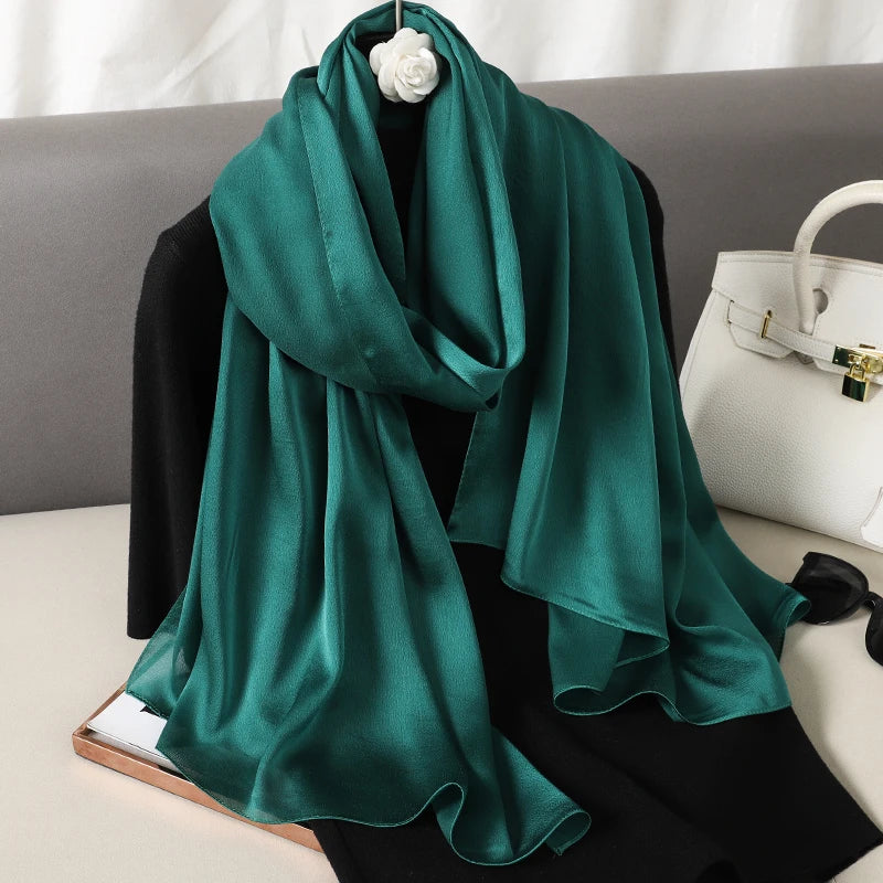 90*180cm Luxury Silk Scarf - Soft Smooth Women's Shawl, Hijab, Beach Wrap, Muffler