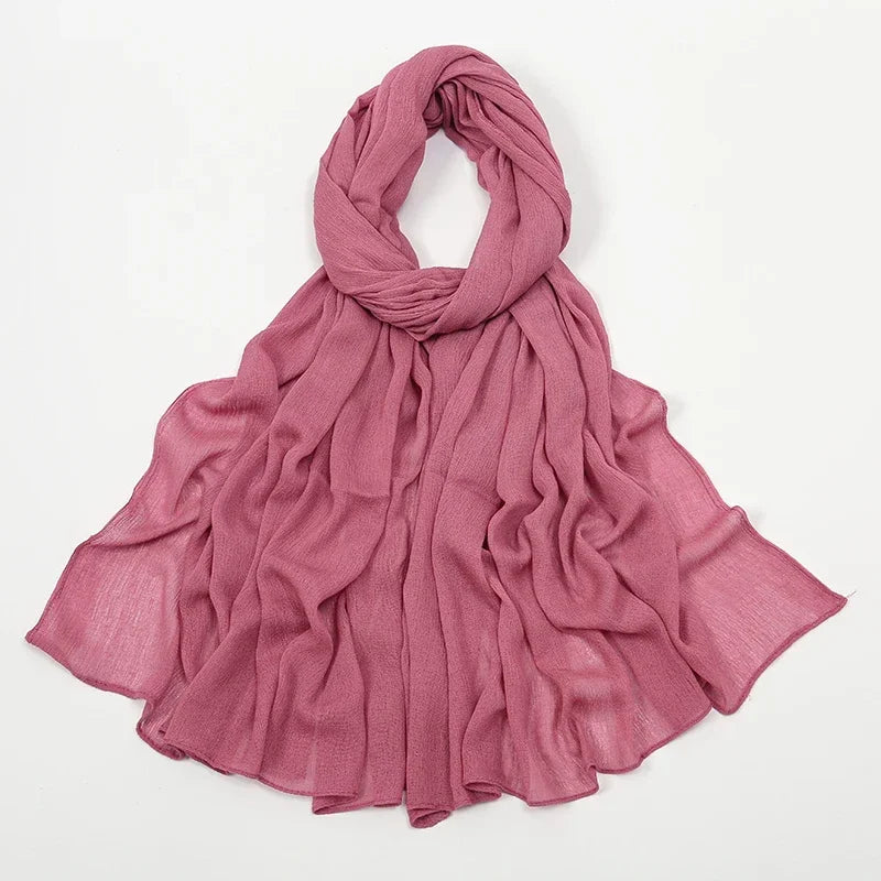 New Crinkle Rayon Hijab Muslim Scarf Women Solid Shawl Big Size Headscarf Islamic Turban Plain Foulard Headband Wrap