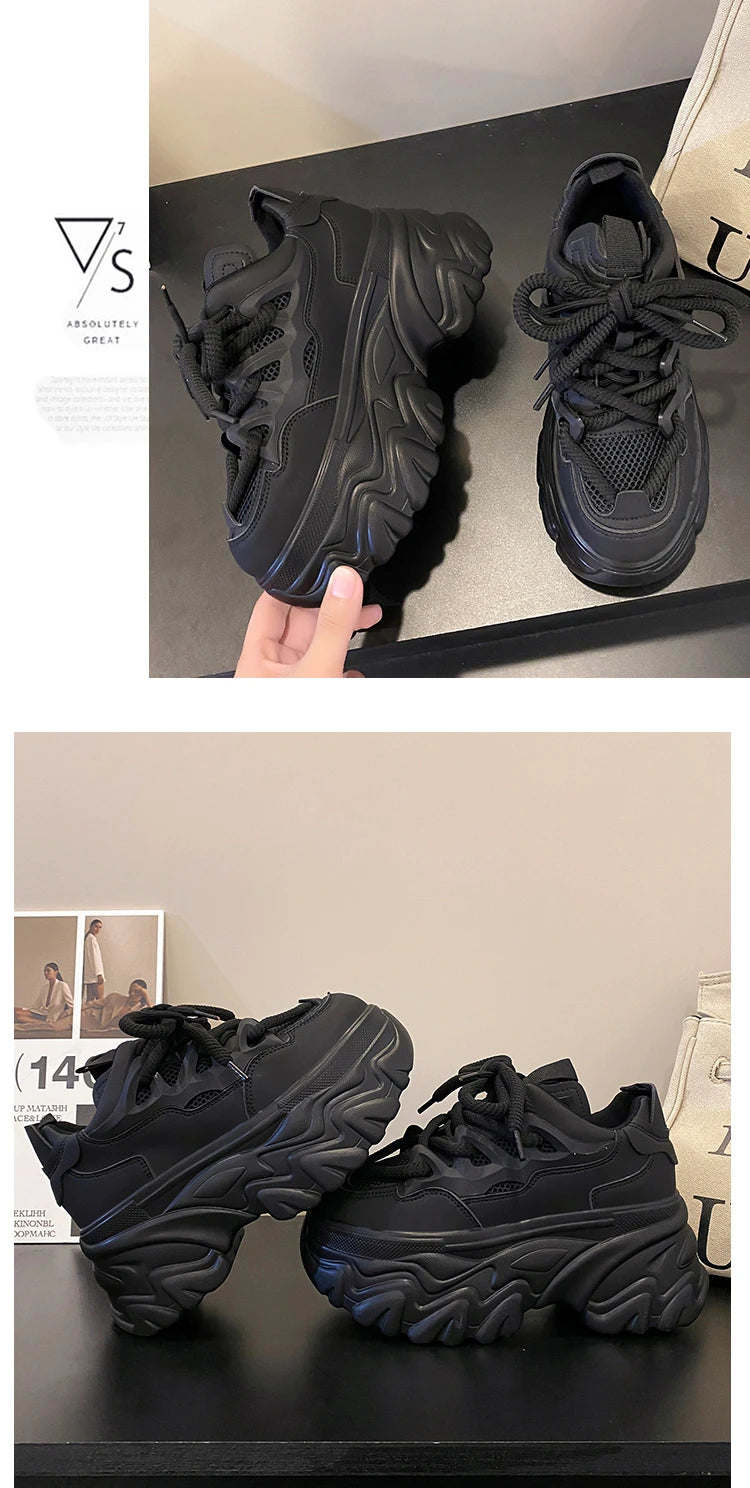 New High Platform Sneakers Women Thick Sole Sports Ladies Trainers Vulcanized Shoes Woman Chunky Sneakers Zapatillas Mujer 8.5CM