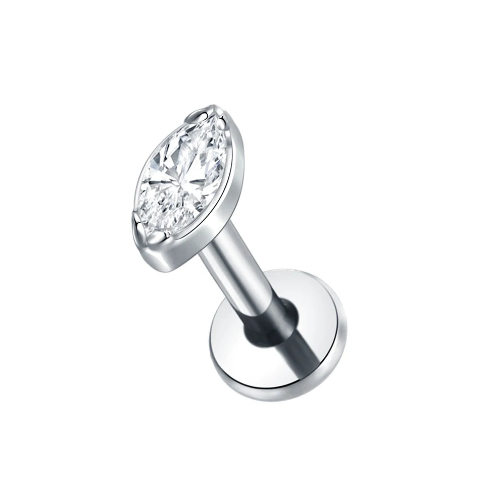 1Pc Titanium Ear Cartilage Stud Earrings for Women Internal Thread Zircon Flower Ear Lobe Tragus Helix Lip Rings Jewelry 16G