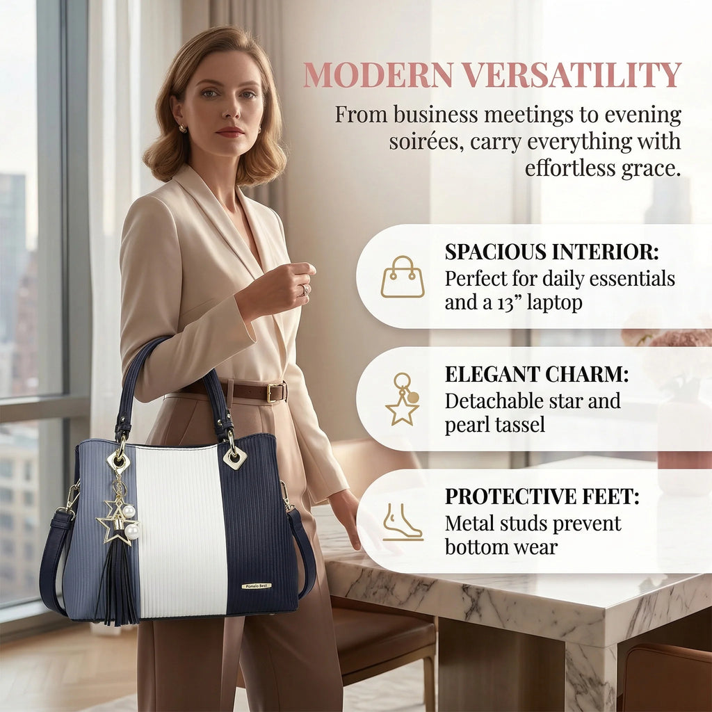 Ladies Large Tote Handle Bag Women PU Leather Tote Handbags with Multiple Pockets Waterproof Female Tote Shoulder Bags