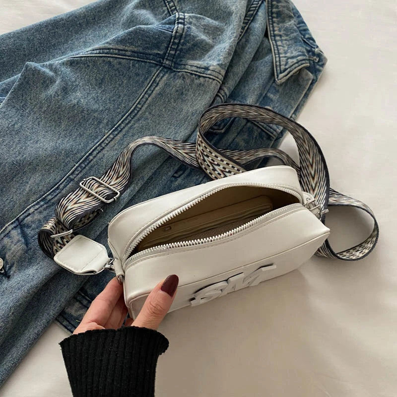 Fashion Letters Shoulder Bags for Women Leopard Print Small Square Bag Ladies Shopping Crossbody Bag Solid Color Storage Pocket
