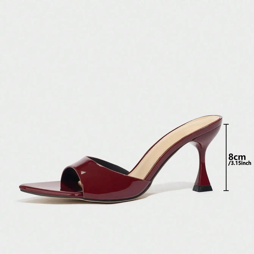 New Ladies Pointed Toe Mirror Surface Sandals High Heels Coffee Brown Strap Thin High Heel slippers Women 2026