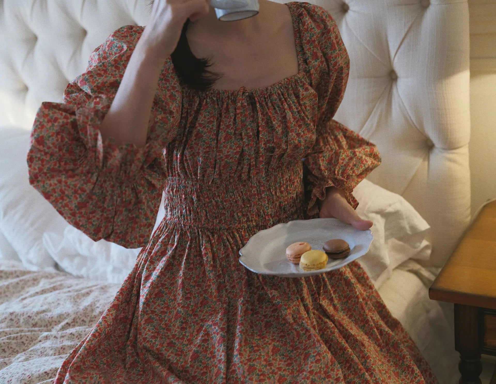 100% Pure Cotton Nightgown Women 2026 New Arrival Spring Summer Vintage Retro Floral Printing Lengthened Nightdress Loungewear