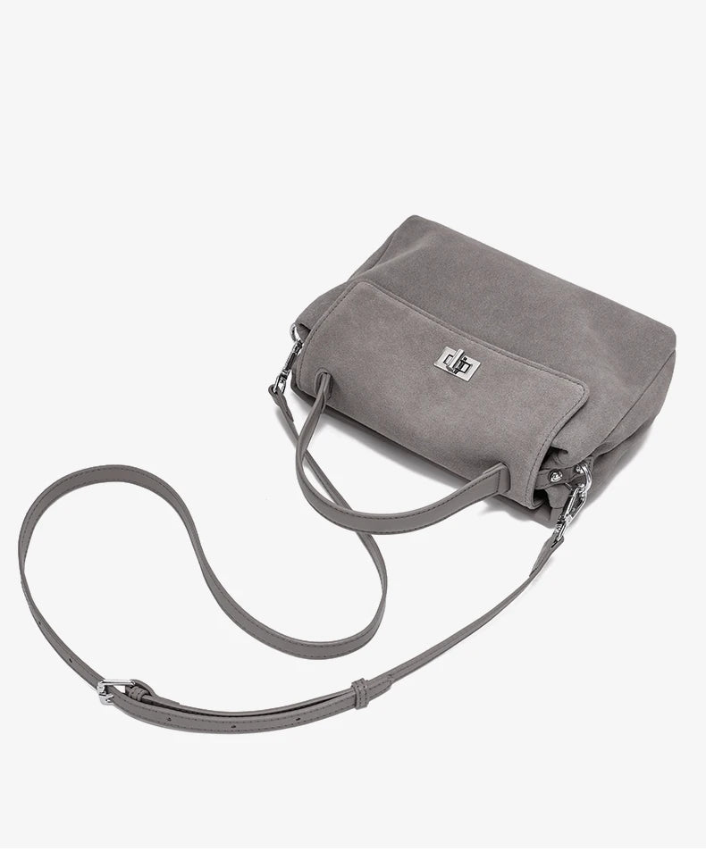 2026 NEW Autumn winter women's Natural Suede leather Crossbody Bag luxury designer Genuine Leather commuting messenger bag