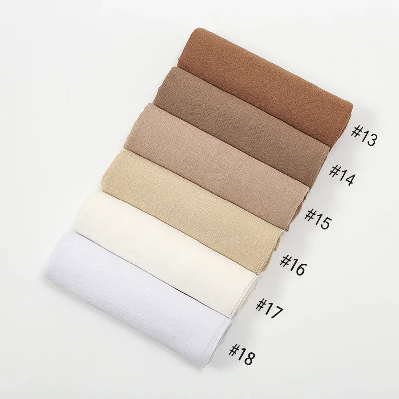 New Crinkle Rayon Hijab Muslim Scarf Women Solid Shawl Big Size Headscarf Islamic Turban Plain Foulard Headband Wrap