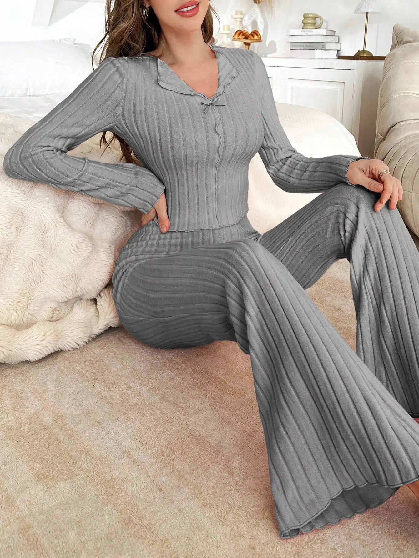 Winter Sleepwear Women's Pajamas Set Pajama Sets Sleepwear for Sleeping Sexy Women's Lingerie Woman Trousers Home Clothes Warm