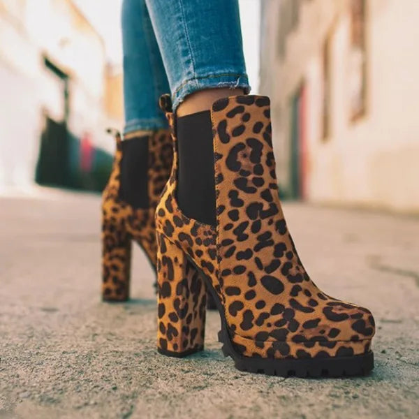 2023Women Shoes Ankle Boots Woman Sexy High Heels Pattern Chunky Heel Shoes Ladies  Female Open Toe Women's Sude Boots