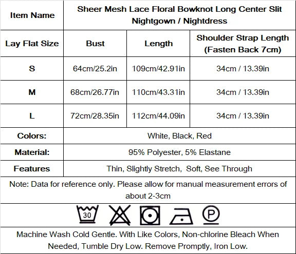 Women Sexy Floral Lace Mesh Nightgown V-Neck Sleeveless High Slit Backless Slip Dress with Bowknot Suspender Lingerie Sleepwear