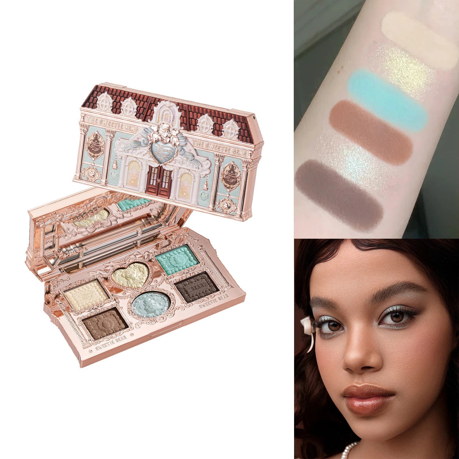 Flower Knows Swan Ballet 6 Color Eyeshadow Palette Matte Shimmer Pearl Glitter Waterproof Highly Pigmented Long Lasting Makeup