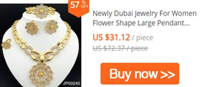 Dubai Gold Color Jewelry Set Cuban Necklace Earrings For Women Bride Wedding Jewelry Banquet Party Gift