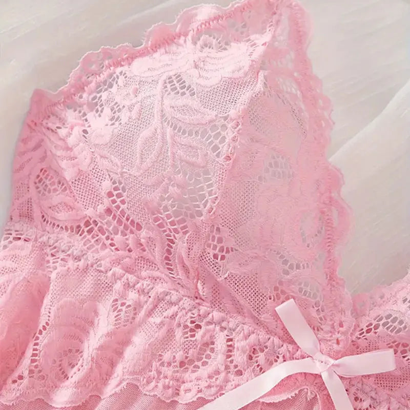 Transparent Ultra-short Dress Sexy Lingerie Lightweight Deep V Sling Nighty Loungewear Women's Pajamas Lace Nightdress Female