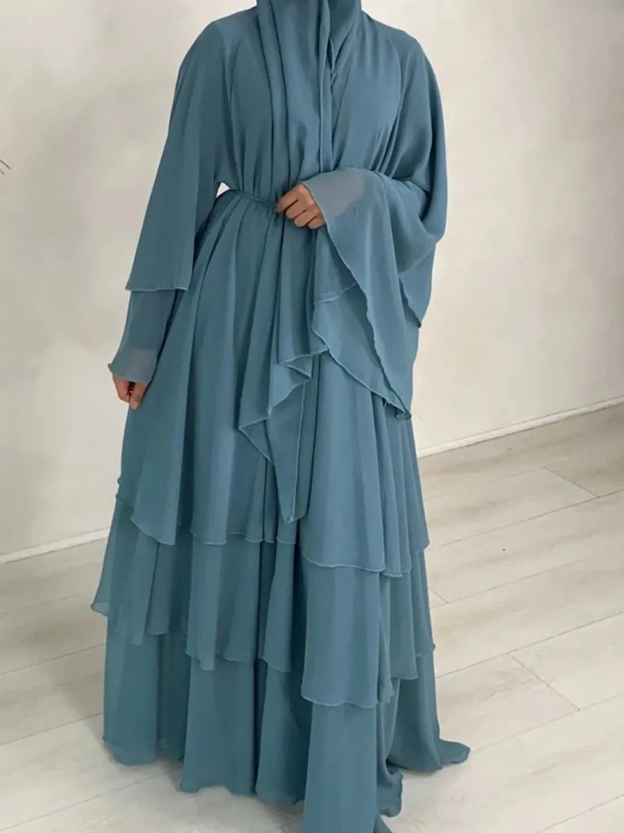 Vestidos Muslim women Chiffon Abaya Long Hijab Dress Kimono Cardigan Ramadan Modest Robe Kaftan Africains Femme Evening Dresses