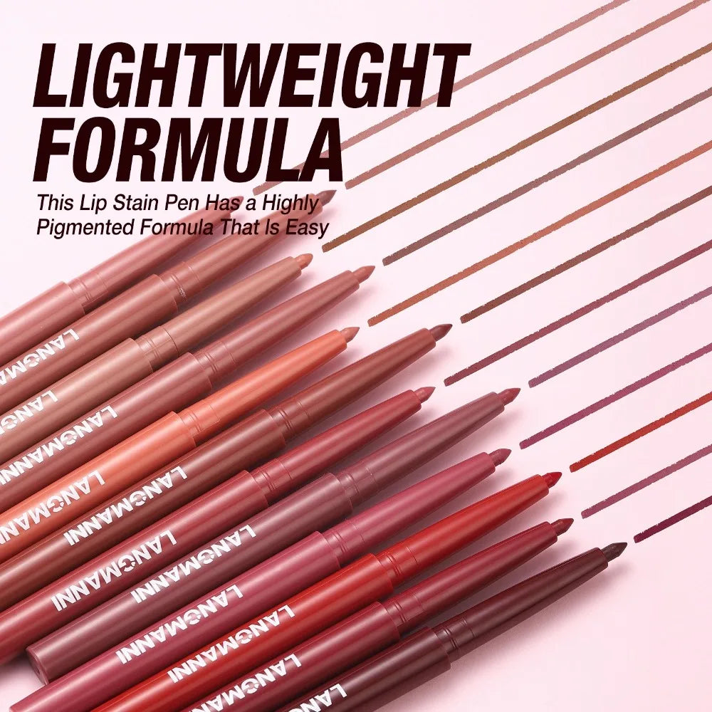 New Rotary Lip Liner 12 Colors Lipstick Pencil Waterproof Long-lasting Matte Lipsticks Non-stick Cup Nude Lips Contour Makeup