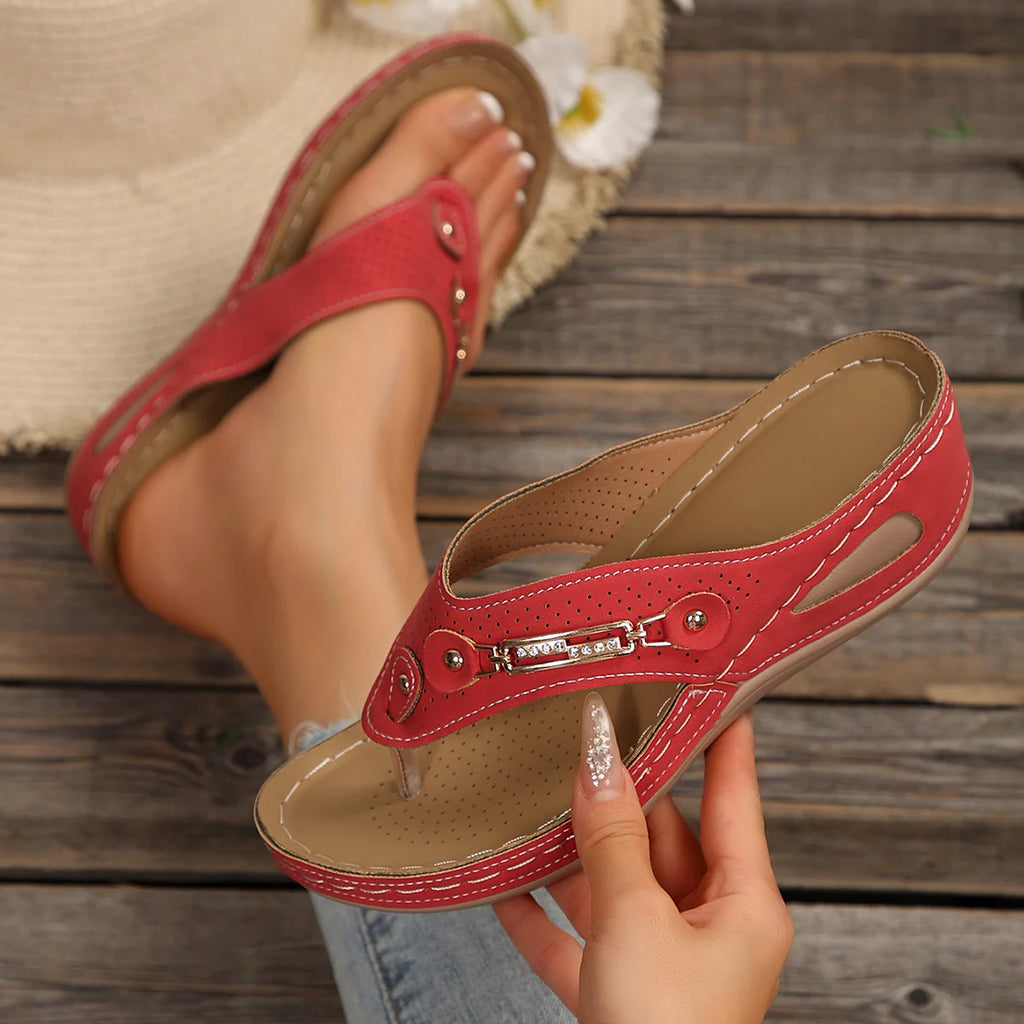 Summer Womens Orthopedic Sandals Orthopedic Flip-Flops With Arch Support Thick Sole Slippers Non-Slip For Daily Wear Beach