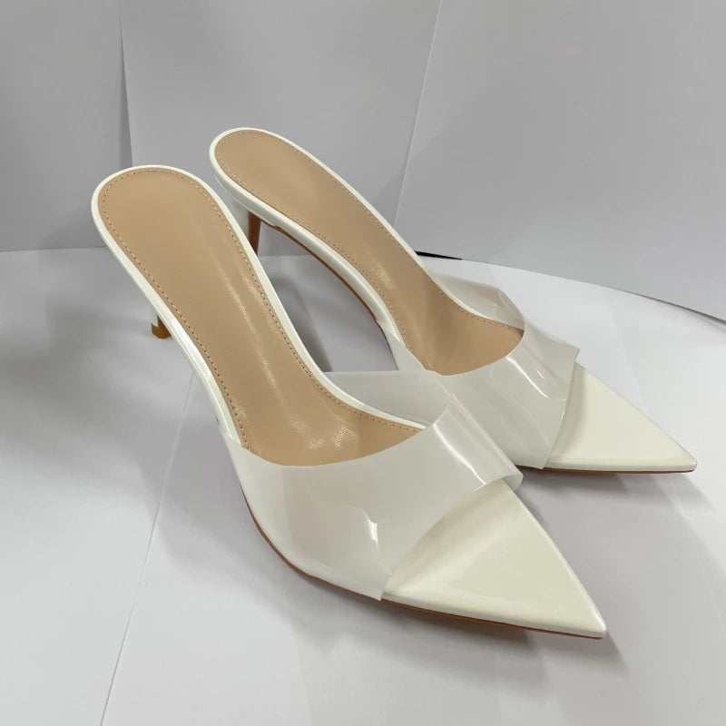 New Summer Women's High-heeled Sandals Transparent High-heeled Slippers Stiletto Pointed Toe Slip-on High-heeled Sandals