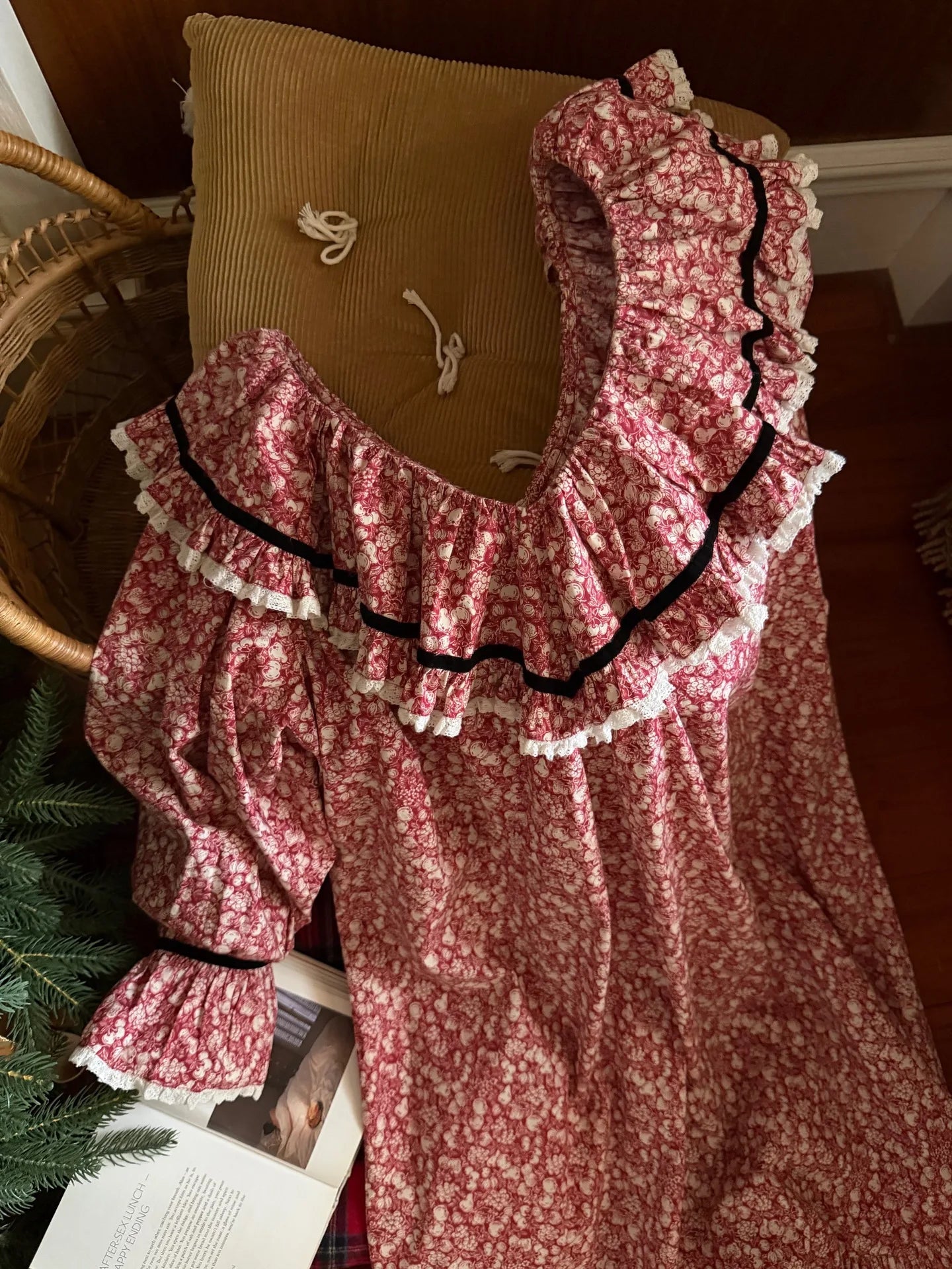 100% Pure Cotton Nightgown Women 2026 New Arrival Spring Summer French Retro Sweet Flower Printed Nightdress Loungewear