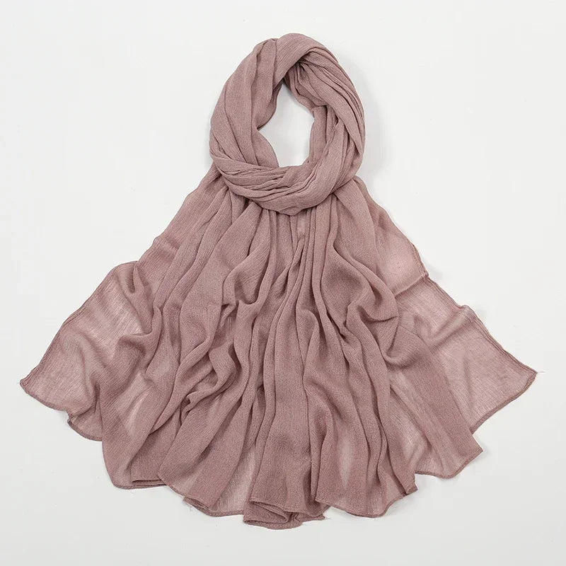 New Crinkle Rayon Hijab Muslim Scarf Women Solid Shawl Big Size Headscarf Islamic Turban Plain Foulard Headband Wrap