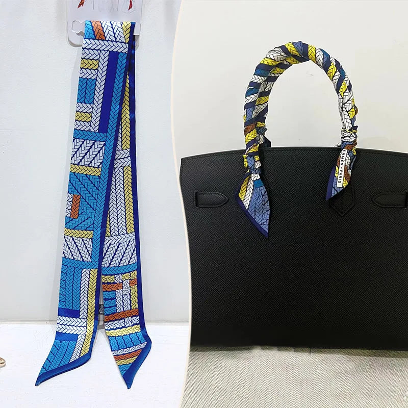 New 2025 simulated silk wrapped bag strap bag handle silk scarf tied bag ribbon decorative small streamer