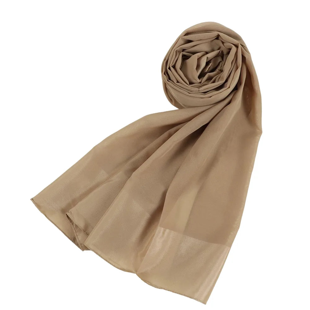 70x180cm Lightweight Chiffon Scarf with Border - Breathable Long Shawl, Women's Wrap, Dust & Sun Protection