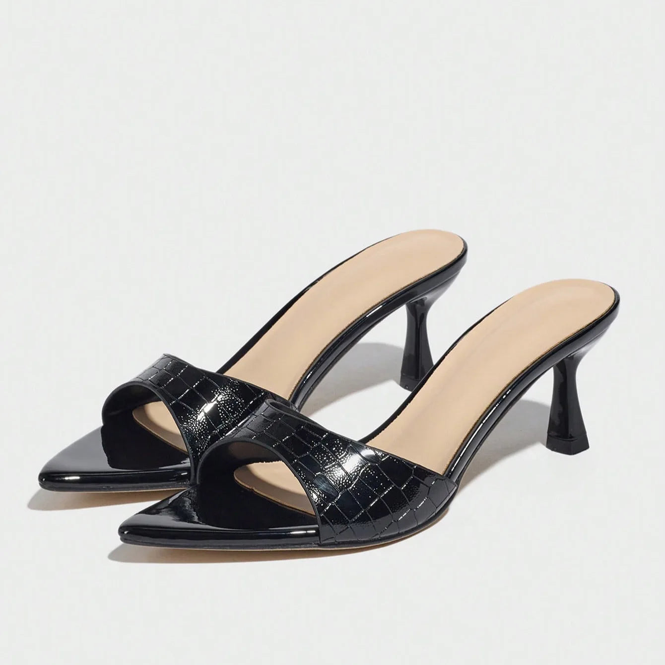 Size 34-42 Women Heeled Mules Sandals Soft Leather High Heels Summer Shoes For Women Slippers Vintage Open Toe Slides