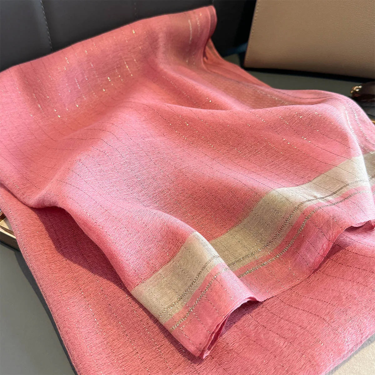 Luxury Long Scarf For Women Elegant Hijab For Travel Beach Soft Stain Neckerchief Shawl Solid Color Imitation Silk Scarves