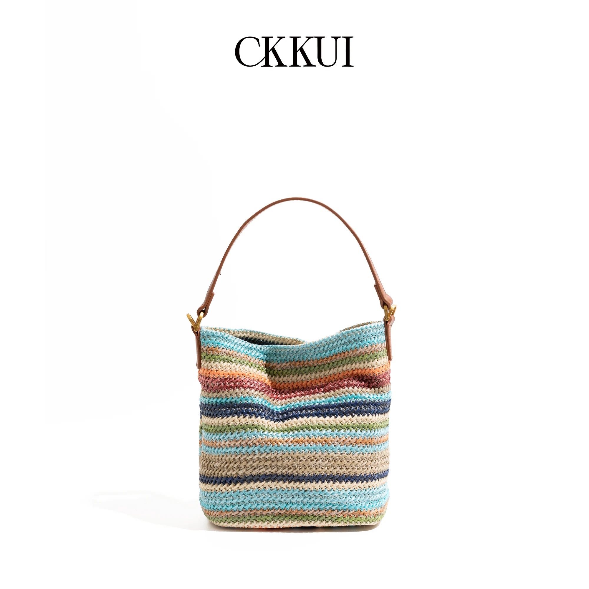 In Stock Colored Striped Tote Bag Leather Top Handle Daily Mobile Phone Wallet Korean Luxury Design Tote Bag Handbag