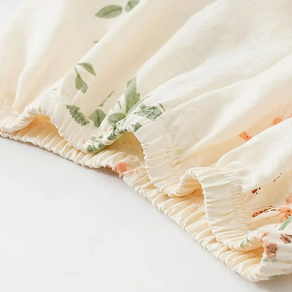 New Chinese Style Lace Up Pajama Suit Flower Reffle Shorts Sleeve Nightwear Women Homewear Loose Two Pieces Sleepwear Sets Home