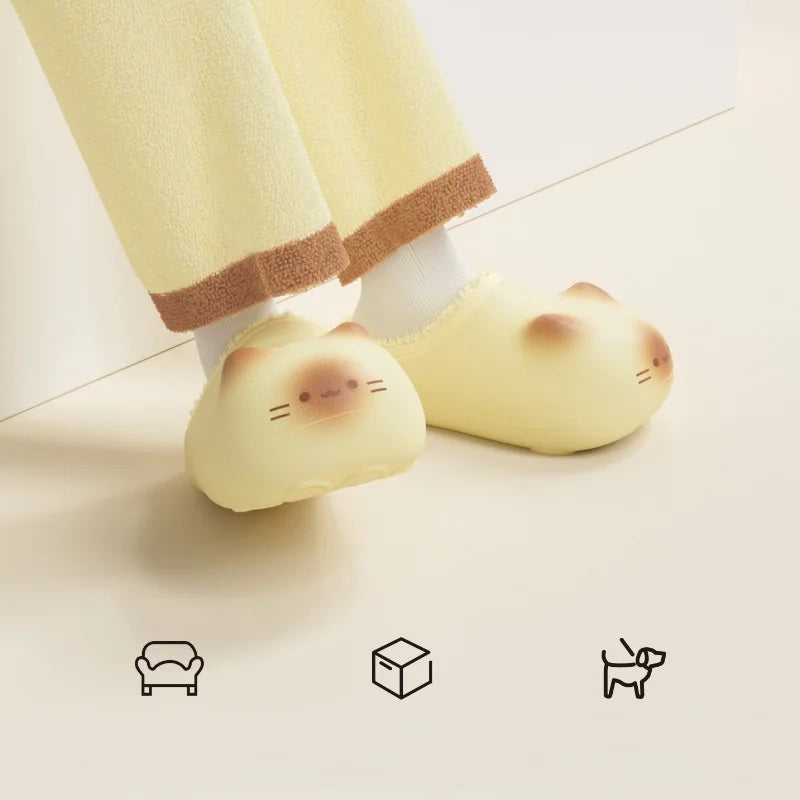 Newest 2025 waterpoof eva cat slippers with paw bottom outdoor garden fur clogs women's home slippers
