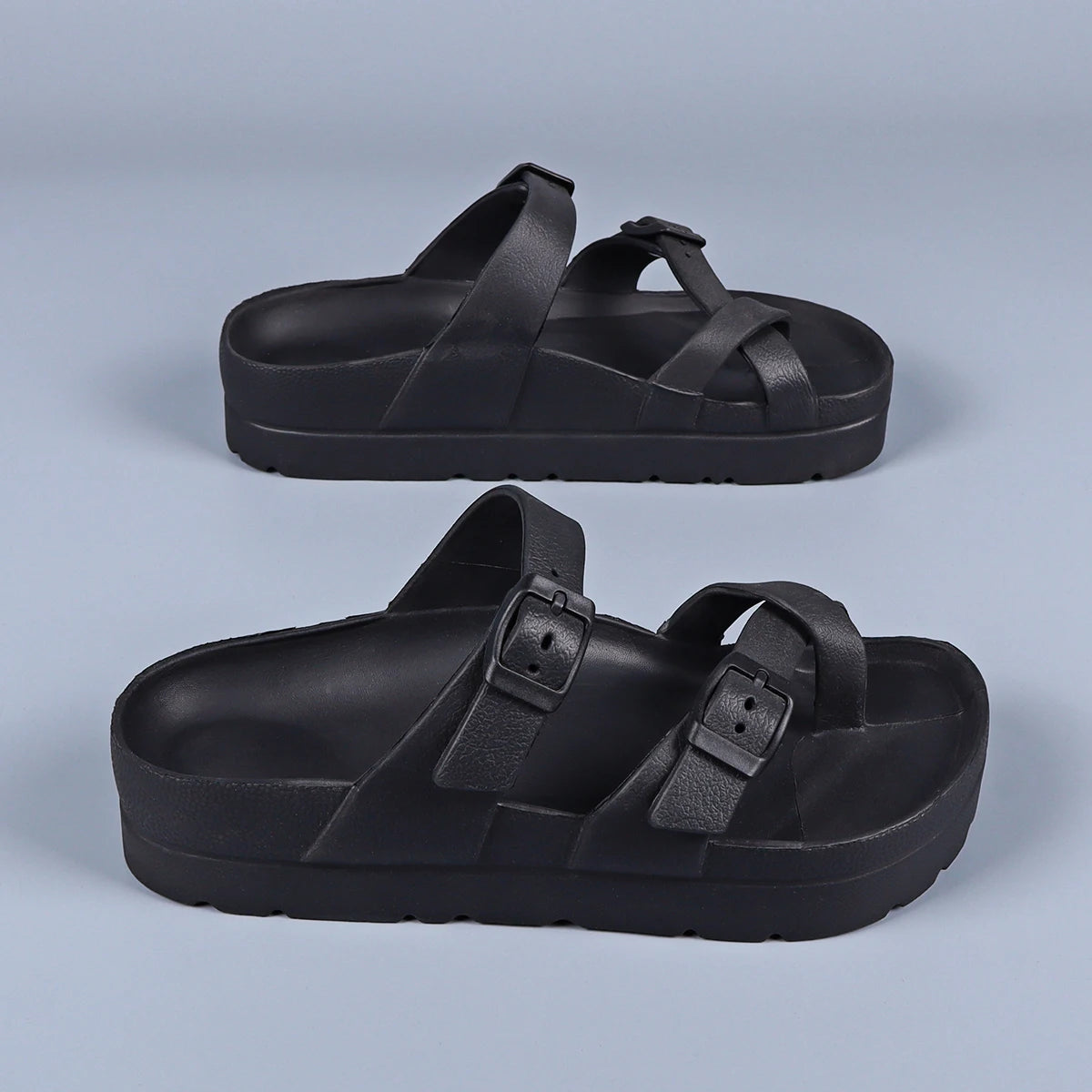 women's summer shoes soft sole eva slippers double adjustable bucks platform sandals beach flip-flops for indoor outdoor wear