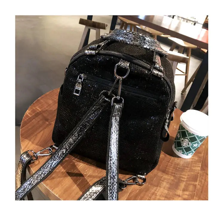2025 Korean version new backpack women handbag sequin fashion travel backpack multifunctional large capacity dual-use bag trendy