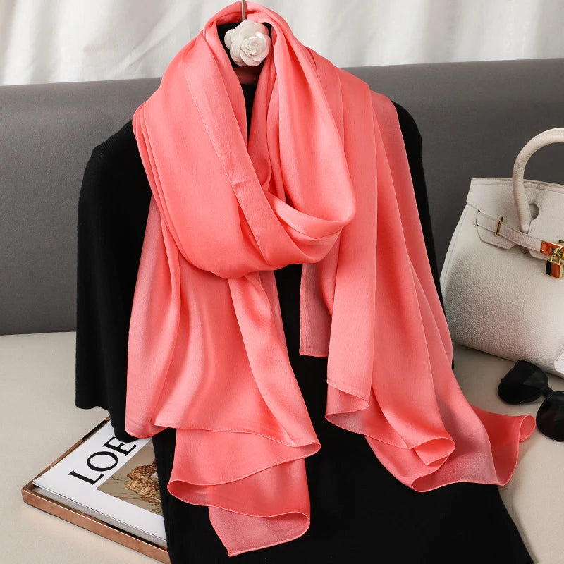 90*180cm Luxury Silk Scarf - Soft Smooth Women's Shawl, Hijab, Beach Wrap, Muffler