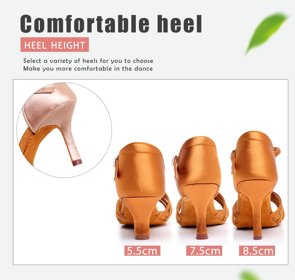 Latin Dance Shoes For Women Dancing Shoes Ladies Ballroom Tango Modern Shoes Standard Salsa Practice Training Heels 5/7.5/8.5cm
