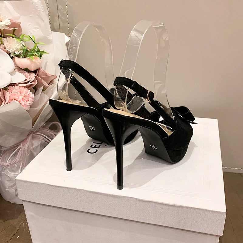 2026 New Women's French Bow Decoration Summer Elegant Buckle Women's Sandals Fashion Party Banquet Women's High Heels Selling