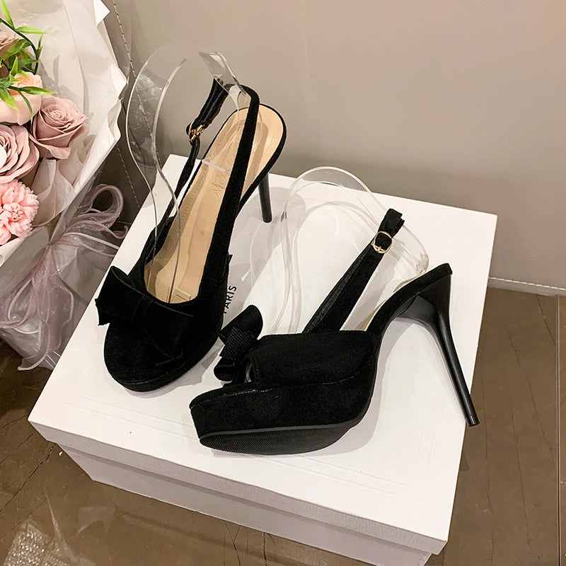 2026 New Women's French Bow Decoration Summer Elegant Buckle Women's Sandals Fashion Party Banquet Women's High Heels Selling