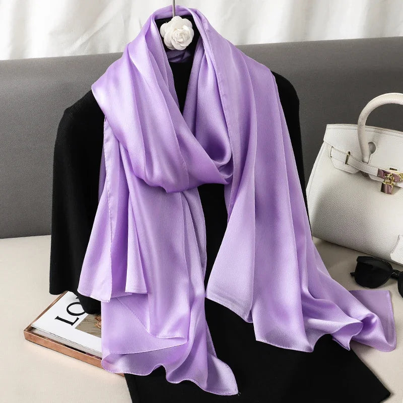 90*180cm Luxury Silk Scarf - Soft Smooth Women's Shawl, Hijab, Beach Wrap, Muffler