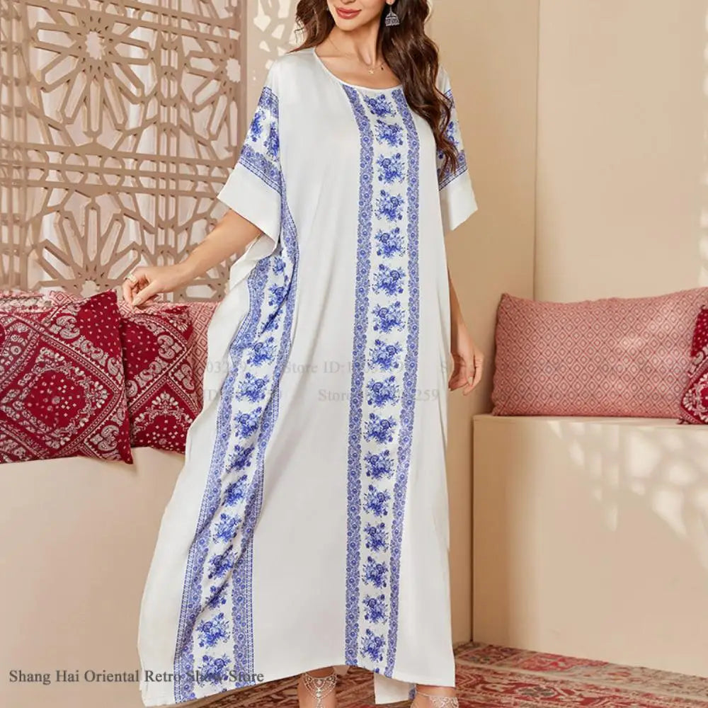 Oversize Female Long Nightgonw Sleep Dress Print Flower Satin Nightwear Home Clothes Spring Summer New Loose Bathrobe Loungewear