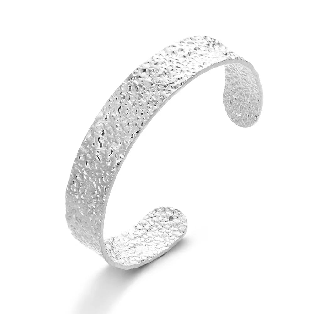 Vintage Flower Cuff Bracelet Bangle for Women Gold Color Flora Stainless Steel Bangles Casting Aesthetic Couple Wrist Jewelry