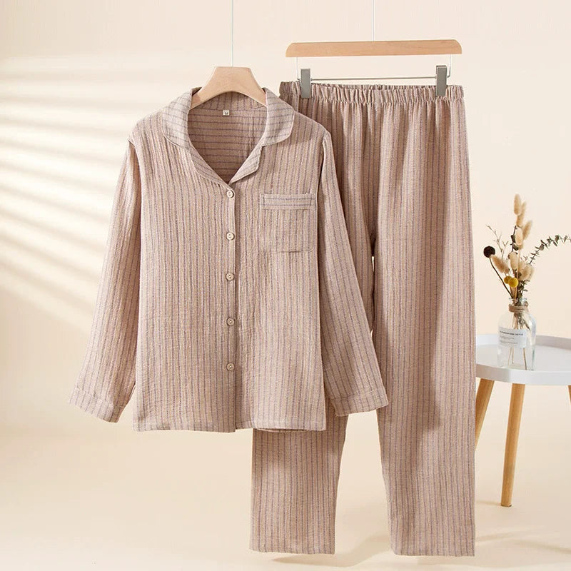 Pure Cotton Pajama Sets Autumn sleepwear Button Down Tops And Trousers Set Floral Nightwear Loungewear Suit Pijama Pyjama