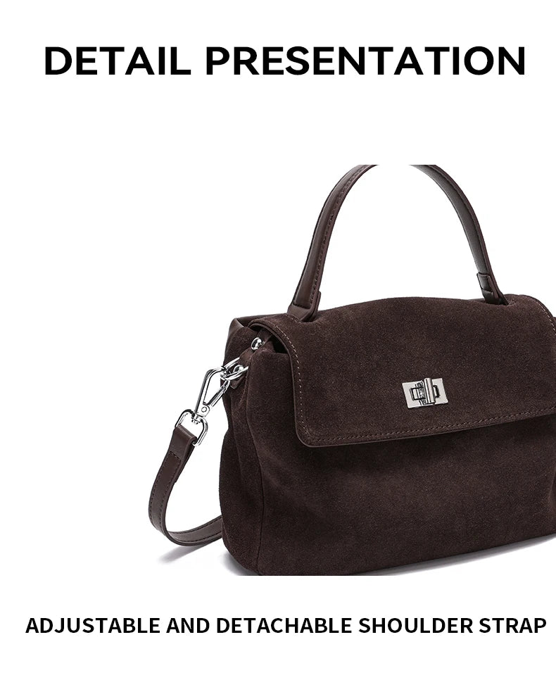 2026 NEW Autumn winter women's Natural Suede leather Crossbody Bag luxury designer Genuine Leather commuting messenger bag