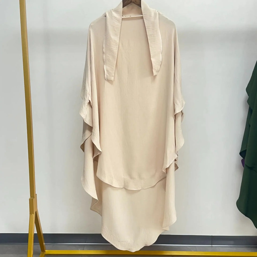 2025 Summer Muslim Women's Hijabs Traditional Soft Plain Scarf Khimar One Layer Stretch Soft Split Traditional Zip Chador