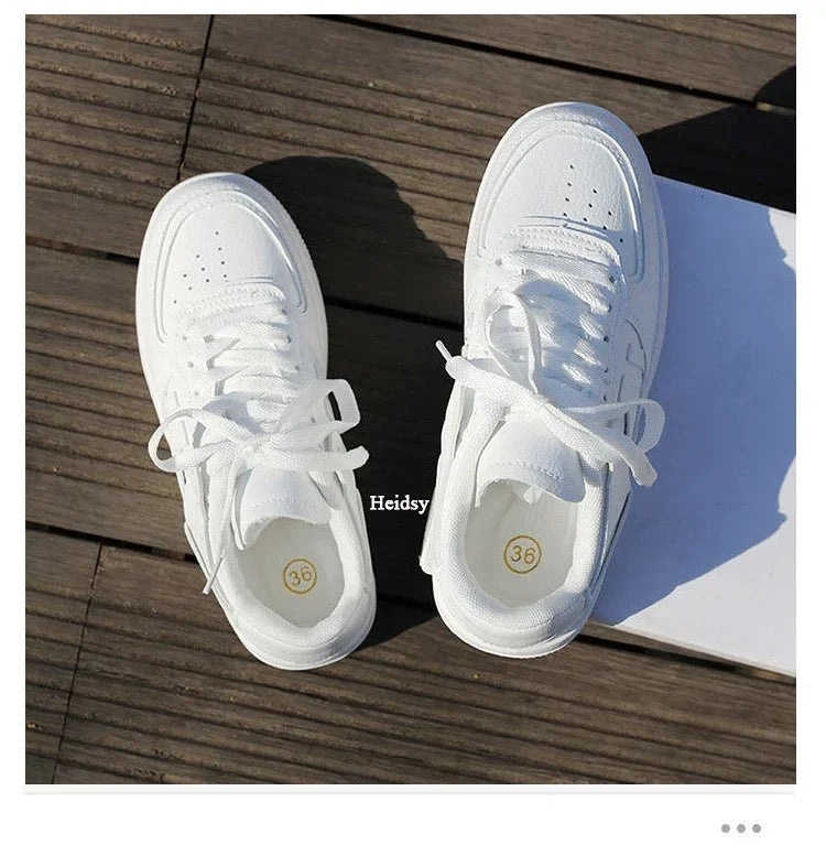 2024 New U Leather Women's White Casual Woman Vulcanize Sneakers Breathable Sport Walking Running Platform Flats Shoes Sneaker
