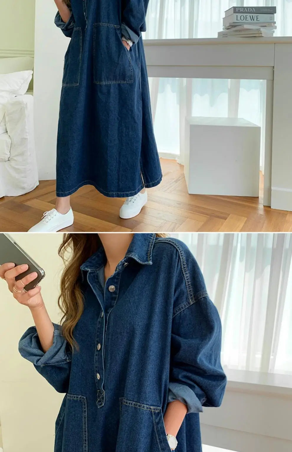 Long Dress Women Denim Dresses Turn Down Collar A Line Vestidos Maxi Mom Jeans Streetwear Casual Loose Y2k Summer 2025 Party